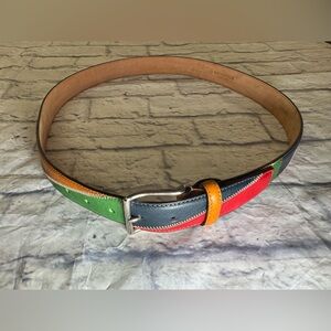 Vernizzi Vintage Colorful Geometric Belt sz 42 handmade leather Italy